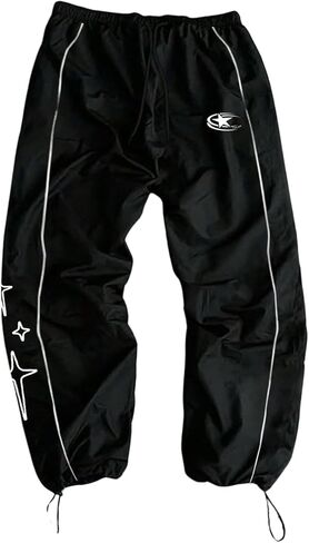 SHENHE Men's Y2k Track Pants Star Print Drawstring Workout Gym Windbreaker Pants Joggers in Saudi Arabia