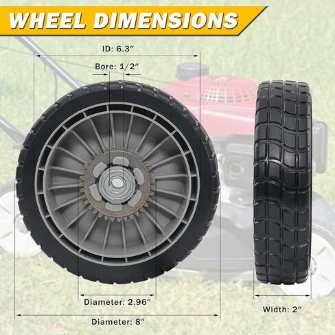 4 Pcs 8" Lawn Mower Wheels Compatible with Honda HRR216 HRS216 HRT216 Lawn Mower 2 Rear Wheels Replace for 42710-VE2-M02ZE and 2 Front Wheels Replace for 44710-VL0-L02ZB in Kuwait