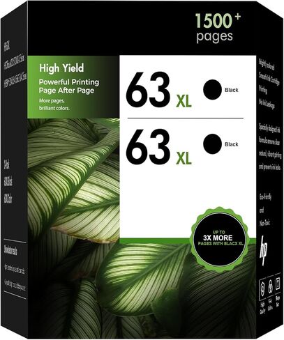 63XL 63 Black Ink Cartridges Replacement for HP 63 XL Black Ink Work for Envy 4520 Officejet 3830 4650 5255 5258 5200 4655 Envy 4512 Deskjet 1112 2130 3630 Printer High Yield Black 2-Pack in Kuwait