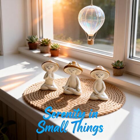 3 Pcs Mushroom Decor Figurines - Meditation Decor Statues for Living Room, Bedroom, Office - Resin Sculptures for Mindfulness Enthusiasts Home Decor Lovers Nature Lovers (White-Brown) in Saudi Arabia