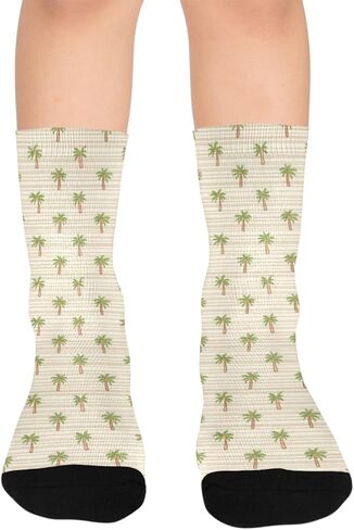 OTVEE Coastal Palm Tree Pattern Hiking Socks for Kids Boys Girls, 1 Pairs Breathable Soft Cozy Crew Boot Socks for Athletic Sport Basketball Daily Wear in Kuwait