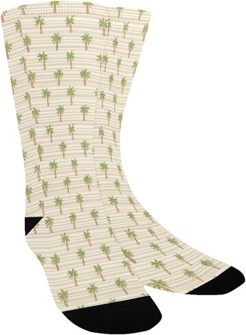 OTVEE Coastal Palm Tree Pattern Hiking Socks for Kids Boys Girls, 1 Pairs Breathable Soft Cozy Crew Boot Socks for Athletic Sport Basketball Daily Wear in Kuwait