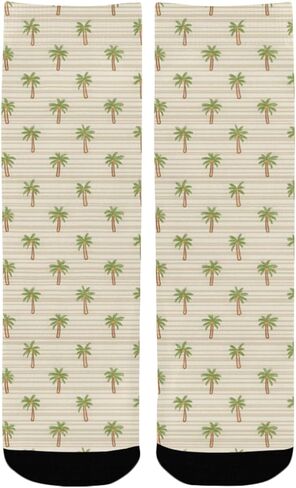 OTVEE Coastal Palm Tree Pattern Hiking Socks for Kids Boys Girls, 1 Pairs Breathable Soft Cozy Crew Boot Socks for Athletic Sport Basketball Daily Wear in Kuwait