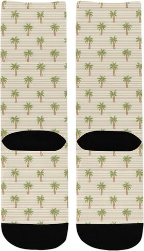 OTVEE Coastal Palm Tree Pattern Hiking Socks for Kids Boys Girls, 1 Pairs Breathable Soft Cozy Crew Boot Socks for Athletic Sport Basketball Daily Wear in Kuwait