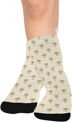 OTVEE Coastal Palm Tree Pattern Hiking Socks for Kids Boys Girls, 1 Pairs Breathable Soft Cozy Crew Boot Socks for Athletic Sport Basketball Daily Wear in Kuwait