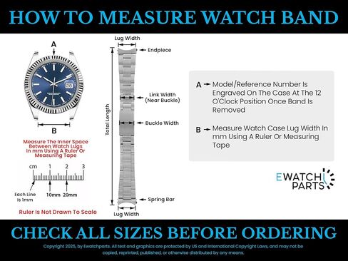 Ewatchparts 555 End Link Piece Compatible With Vintage Jubilee Watch Band Bracelet Rolex Datejust 20mm in Saudi Arabia