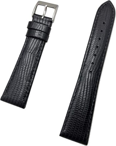 NewLife 20mm Black Genuine Leather Watchband | Tail Lizard Grain, Lightly Padded Replacement Wrist Watchstrap that brings to Any Watch (Mens Standard Length) in Saudi Arabia