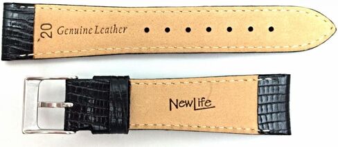 NewLife 20mm Black Genuine Leather Watchband | Tail Lizard Grain, Lightly Padded Replacement Wrist Watchstrap that brings to Any Watch (Mens Standard Length) in Saudi Arabia