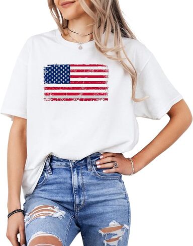 Patriotic American Flag T-Shirt for Men and Women - 100% Cotton USA Graphic Tee - Standard Fit Short Sleeve Shirt in Saudi Arabia