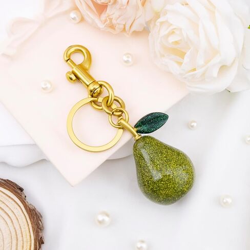 igvean حقيبة الكمثرى سحر سلاسل المفاتيح الخضراء الكمثرى الملحقات هدايا للنساء عيد ميلاد عيد الميلاد هدايا عيد الحب لها لطيف الفاكهة كيرينغ الحاضر in Kuwait