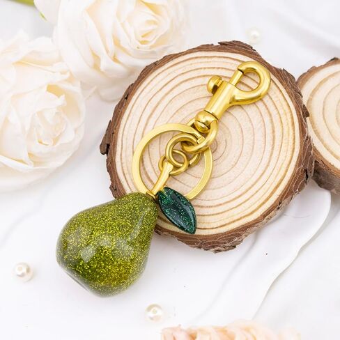 igvean حقيبة الكمثرى سحر سلاسل المفاتيح الخضراء الكمثرى الملحقات هدايا للنساء عيد ميلاد عيد الميلاد هدايا عيد الحب لها لطيف الفاكهة كيرينغ الحاضر in Kuwait