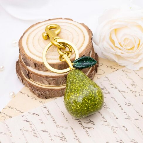 igvean حقيبة الكمثرى سحر سلاسل المفاتيح الخضراء الكمثرى الملحقات هدايا للنساء عيد ميلاد عيد الميلاد هدايا عيد الحب لها لطيف الفاكهة كيرينغ الحاضر in Kuwait