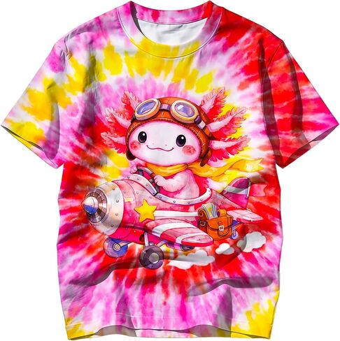 Kids Tie Dye Shirt Hippies Senior T-Shirt Short Sleeve Tees for 6-18 Years Boys Girls Children in Saudi Arabia