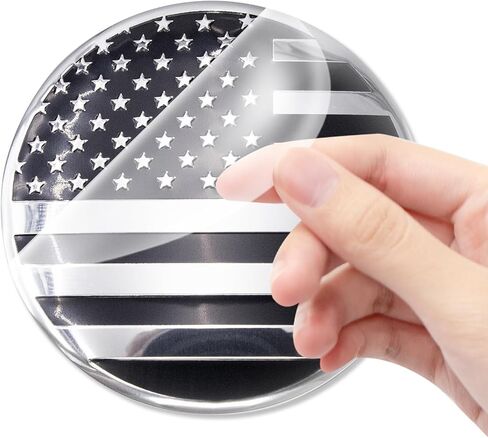 4PCS Custom 63mm 2.5" Silver Black American Flag Wheel Center Cap Stickers - Aluminum Metal Hub Cap Decals for Car, Truck, SUV Rims Decorative Accessories in Saudi Arabia