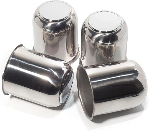 4 قطع أغطية مركزية لعجلة المقطورة مقاس 3.19 بوصة تُدفع من خلال أغطية محور من الفولاذ المقاوم للصدأ لحافة عجلة الشاحنة SUV RV، كروم مع غطاء عجلة علوي أسود (يناسب تجويف 3.19 بوصة، طول 3.62 بوصة) in Kuwait