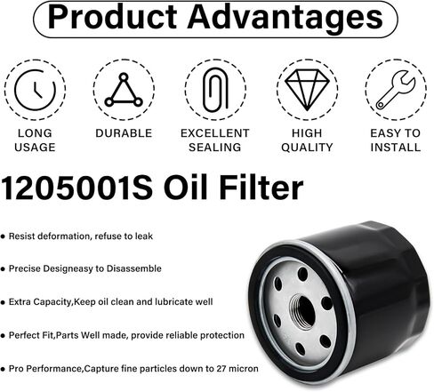 49065-0721 Oil Filter for Kawasaki FR730V FX730V FR691V FS691V FR600V FX691V FS651V FR651V FX600V Engines Replace 49065-7007, Oil Change Kit 492932 492932S AM125424 GY20577 Kohler 2505001 (2PCS) in Kuwait