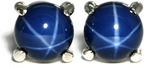 Salish Sea Inspirations 8mm Created Blue Star Sapphire Sterling Silver Four Prong Stud Earrings in Kuwait