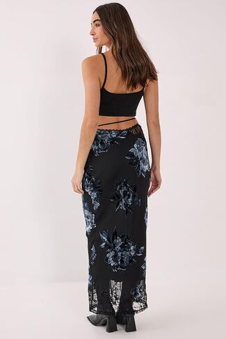 Nasty Gal Floral Devore Lace Cut Out Tie Waist Maxi Skirt in Saudi Arabia