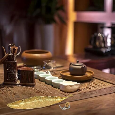 Creative Incense Holder Set Gold Leaf Incense Burner Snail Incense Burner Sage Holder Ash Catcher Incense Sticks Holder for Meditation, Yoga Room Office Home Supplies in Saudi Arabia