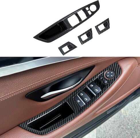 3PCS Car Decal Gear Shift Knob Cover Sticker Carbon Color ABS Trim fits for BMW F10 F11 2011 2012 2013 2014 2015 2016 Interior Accessories in Kuwait