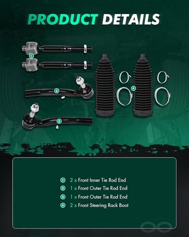 SCITOO 6pcs Front Suspension Kit Inner Outer Tie Rod End w/Boot Replacement for 2016-2022 for Dodge for Durango for Jeep Grand Cherokee in Saudi Arabia