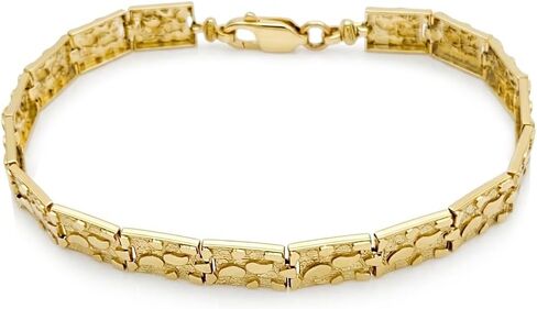 10K Yellow Gold Nugget Bracelet For Men Women 7.5 mm 7.75 inch in Saudi Arabia