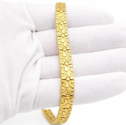 10K Yellow Gold Nugget Bracelet For Men Women 7.5 mm 7.75 inch in Saudi Arabia