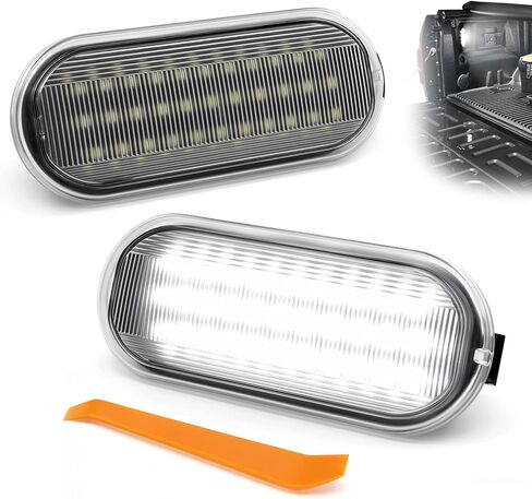 مصابيح سرير شاحنة LED متوافقة مع 2015-2025 Ford F150، F250 F350 F450 Super Duty، 2022-2025 F150 Lightning Maverick، مجموعة مصابيح سرير البضائع البيضاء فائقة السطوع 6000K، OEM FL3Z13A756A، قطعتان in Kuwait