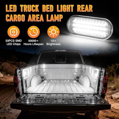 مصابيح سرير شاحنة LED متوافقة مع 2015-2025 Ford F150، F250 F350 F450 Super Duty، 2022-2025 F150 Lightning Maverick، مجموعة مصابيح سرير البضائع البيضاء فائقة السطوع 6000K، OEM FL3Z13A756A، قطعتان in Kuwait