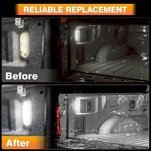 مصابيح سرير شاحنة LED متوافقة مع 2015-2025 Ford F150، F250 F350 F450 Super Duty، 2022-2025 F150 Lightning Maverick، مجموعة مصابيح سرير البضائع البيضاء فائقة السطوع 6000K، OEM FL3Z13A756A، قطعتان in Kuwait