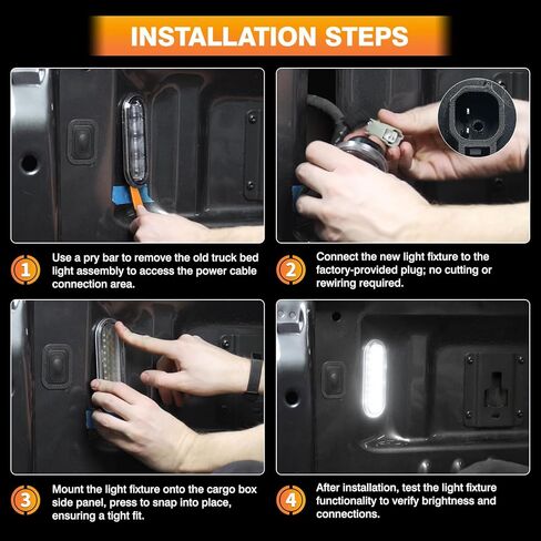 مصابيح سرير شاحنة LED متوافقة مع 2015-2025 Ford F150، F250 F350 F450 Super Duty، 2022-2025 F150 Lightning Maverick، مجموعة مصابيح سرير البضائع البيضاء فائقة السطوع 6000K، OEM FL3Z13A756A، قطعتان in Kuwait