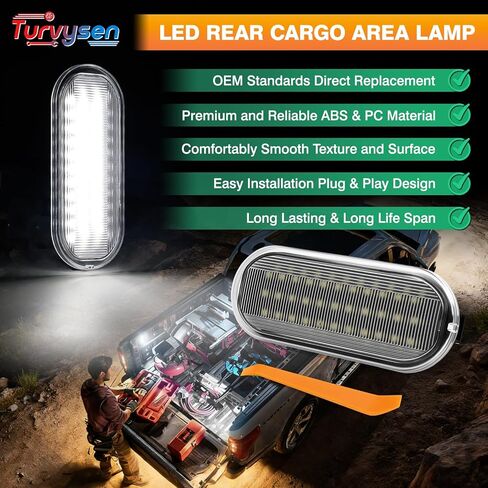 مصابيح سرير شاحنة LED متوافقة مع 2015-2025 Ford F150، F250 F350 F450 Super Duty، 2022-2025 F150 Lightning Maverick، مجموعة مصابيح سرير البضائع البيضاء فائقة السطوع 6000K، OEM FL3Z13A756A، قطعتان in Kuwait