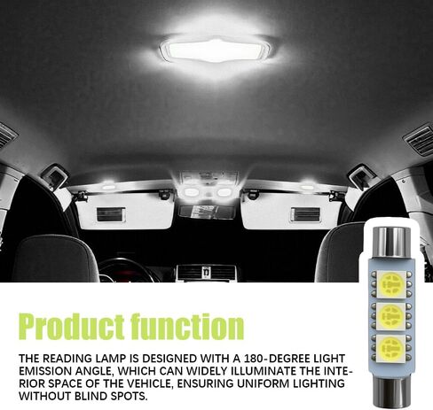 10PCS Car T6 Vanity Mirror Sun Visor LED Light, Cars Vanity Bulbs, 5050 3SMD 12V Super Bright Waterproof Vehicle Reading Light Bulb, 28mm Plug and Play Interior Lighting Kit (White) in Saudi Arabia