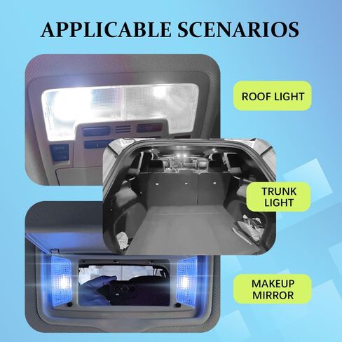10PCS Car T6 Vanity Mirror Sun Visor LED Light, Cars Vanity Bulbs, 5050 3SMD 12V Super Bright Waterproof Vehicle Reading Light Bulb, 28mm Plug and Play Interior Lighting Kit (White) in Saudi Arabia