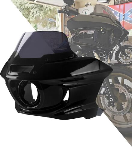 HDBUBALUS Front Headlight Fairing with Black 7" Windshield Fit For Harley Dyna Street Bob Fat Bob FXDF FLD FLD FXDC 2006-2017 in Saudi Arabia