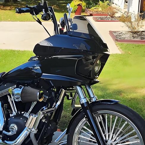 HDBUBALUS Front Headlight Fairing with Black 7" Windshield Fit For Harley Dyna Street Bob Fat Bob FXDF FLD FLD FXDC 2006-2017 in Saudi Arabia