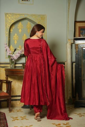 Women's Viscose Upada Anarkali Kurta with Pants and Dupatta in Saudi Arabia