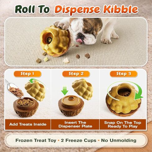 لعبة KADTC 3 في 1 المتينة للكلاب، الولايات المتحدة الأمريكية. العلامة التجارية والتصميم، كرة علاجية طويلة الأمد وقابلة للتعبئة ذات سعة كبيرة، كوب لعق التجميد واللعب وموزع طعام، لعبة مضغ غير قابلة للتدمير للكلاب للقضاء على الملل in Kuwait