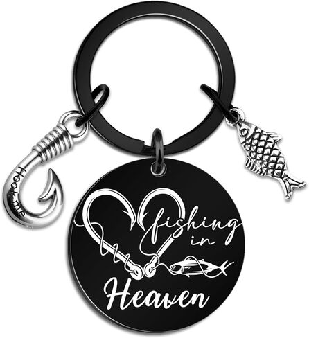Fishing in Heaven Cremation Urn Keychain Fish Memory Key Chain Accessories Fishing Gag Gifts for Men Memorial Fish Urn Memorial Keychain Sympathy Gifts for Loss of Loved One Bereavement Gift in Saudi Arabia