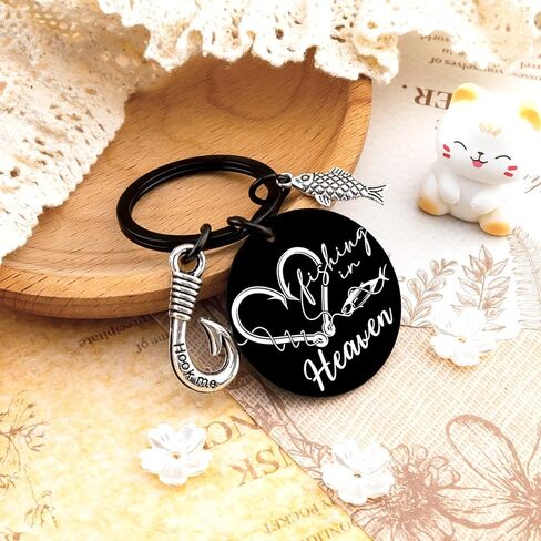 Fishing in Heaven Cremation Urn Keychain Fish Memory Key Chain Accessories Fishing Gag Gifts for Men Memorial Fish Urn Memorial Keychain Sympathy Gifts for Loss of Loved One Bereavement Gift in Saudi Arabia