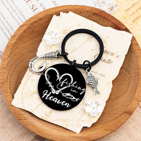 Fishing in Heaven Cremation Urn Keychain Fish Memory Key Chain Accessories Fishing Gag Gifts for Men Memorial Fish Urn Memorial Keychain Sympathy Gifts for Loss of Loved One Bereavement Gift in Saudi Arabia