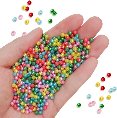 Craft Pearls Small Holeless Faux Pearls, ABS Plastic Beads for DIY Jewelry Making, Nail Art, Decoration (Off-White(4mm/4200 Grains)) in Kuwait