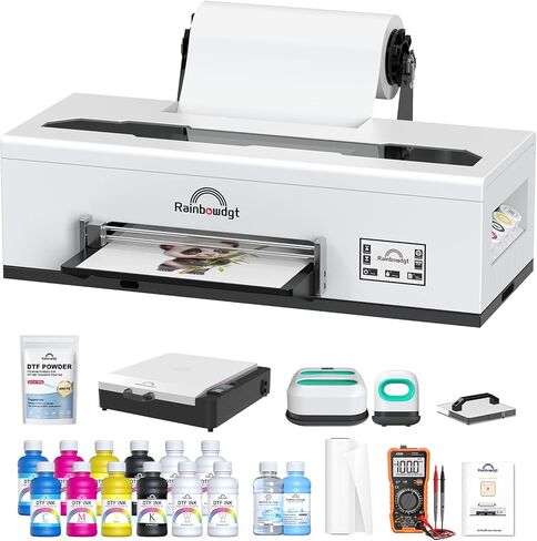 طابعة RAINBOWDGT R1390 DTF، آلة طباعة تي شيرت مقاس A3 مع حزمة كمبيوتر محمول، طابعة ملابس DTF مقاس 13 بوصة، نقل الحرارة المباشر إلى الفيلم، مناسبة للقطن، الدينيم، القماش in Saudi Arabia