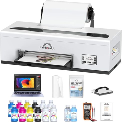 طابعة RAINBOWDGT R1390 DTF، آلة طباعة تي شيرت مقاس A3 مع حزمة كمبيوتر محمول، طابعة ملابس DTF مقاس 13 بوصة، نقل الحرارة المباشر إلى الفيلم، مناسبة للقطن، الدينيم، القماش in Saudi Arabia
