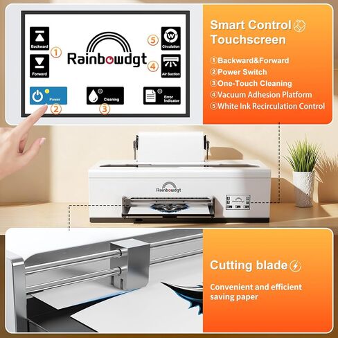 طابعة RAINBOWDGT R1390 DTF، آلة طباعة تي شيرت مقاس A3 مع حزمة كمبيوتر محمول، طابعة ملابس DTF مقاس 13 بوصة، نقل الحرارة المباشر إلى الفيلم، مناسبة للقطن، الدينيم، القماش in Saudi Arabia