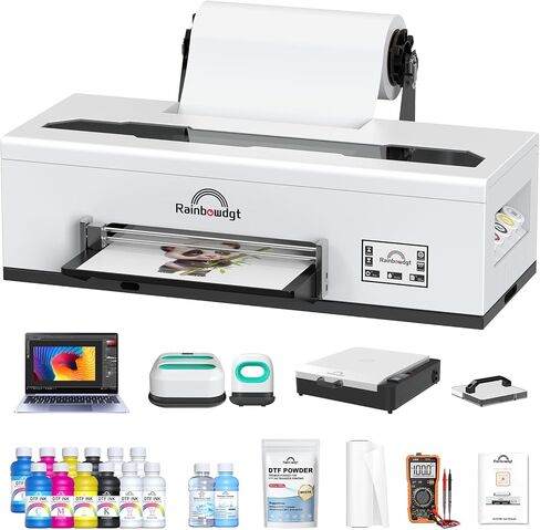 طابعة RAINBOWDGT R1390 DTF، آلة طباعة تي شيرت مقاس A3 مع حزمة كمبيوتر محمول، طابعة ملابس DTF مقاس 13 بوصة، نقل الحرارة المباشر إلى الفيلم، مناسبة للقطن، الدينيم، القماش in Saudi Arabia