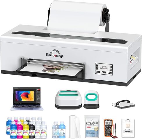 طابعة RAINBOWDGT R1390 DTF، آلة طباعة تي شيرت مقاس A3 مع حزمة كمبيوتر محمول، طابعة ملابس DTF مقاس 13 بوصة، نقل الحرارة المباشر إلى الفيلم، مناسبة للقطن، الدينيم، القماش in Saudi Arabia