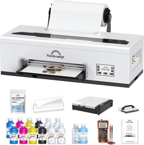 طابعة RAINBOWDGT R1390 DTF، آلة طباعة تي شيرت مقاس A3 مع حزمة كمبيوتر محمول، طابعة ملابس DTF مقاس 13 بوصة، نقل الحرارة المباشر إلى الفيلم، مناسبة للقطن، الدينيم، القماش in Saudi Arabia
