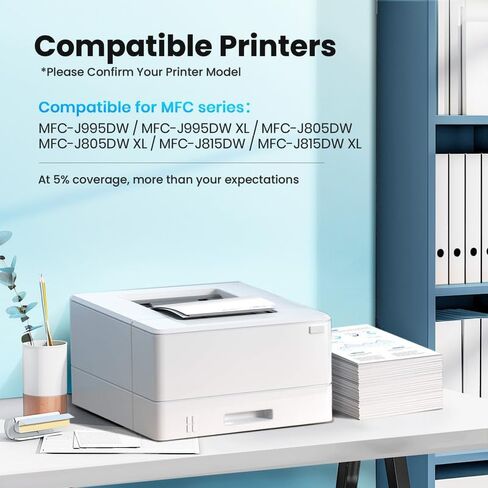 خراطيش حبر LC3033XXL مكونة من 5 عبوات بديلة لخراطيش حبر Brother LC3033 BK/C/M/Y LC3035 LC3033XXL عالية الإنتاجية لطابعة MFC-J995DW MFC-J805DW MFC-J815DW (2 أسود، 1 سماوي، 1 أرجواني، 1 أصفر) in Kuwait