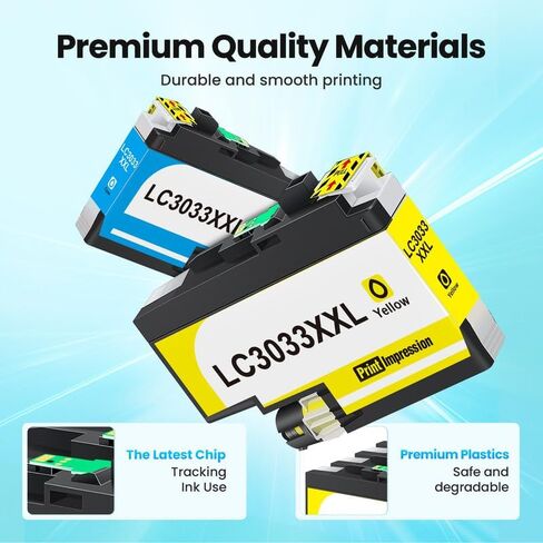 خراطيش حبر LC3033XXL مكونة من 5 عبوات بديلة لخراطيش حبر Brother LC3033 BK/C/M/Y LC3035 LC3033XXL عالية الإنتاجية لطابعة MFC-J995DW MFC-J805DW MFC-J815DW (2 أسود، 1 سماوي، 1 أرجواني، 1 أصفر) in Kuwait